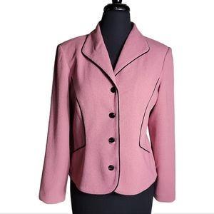 Jessica Howard button closure pink with black trim jacket/blazer size 12 petite